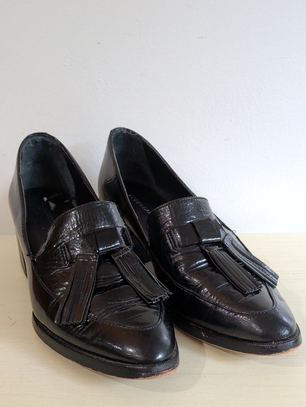 Rebecca Minkoff Black Patent Leather Block Heel Loafers Size 7.5